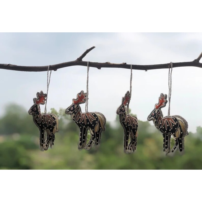 Set of 6 Reindeer Christmas Ornaments, Holiday Decor, Xmas Hanging,Jungle Safari, Animal for kids, Christmas Reindeer, Christmas Decorative | Save 33% - Rajasthan Living 7