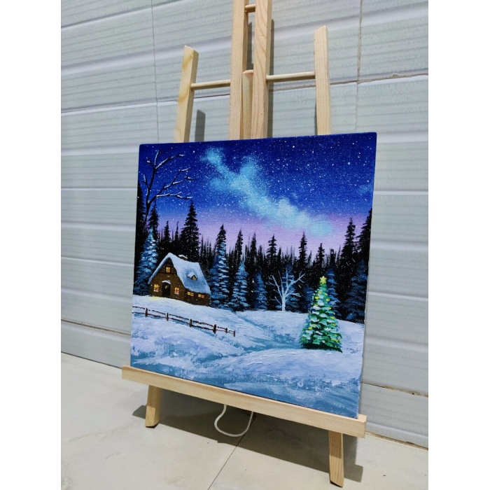 Christmas winter scene | Acrylic painting | Christmas art | winter art | wall art | Christmas gift | Original painting | Christmas decor | Save 33% - Rajasthan Living 8