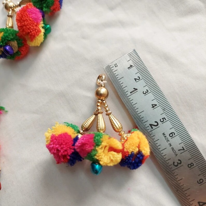 Pair of Boho Multicolor with sound Bell Pom Pom Tassels, Festiv Christmas Decoration home decor, Jacket Accesories, Lehenga Jewellery making | Save 33% - Rajasthan Living 7