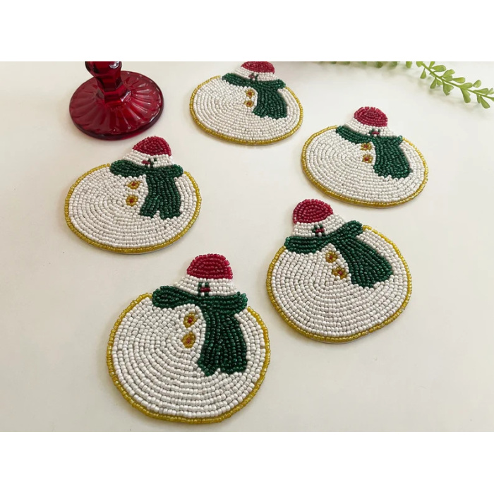 Set of 6 Santa Christmas coasters, drink beaded coasters, gift for her, housewarming gift | Save 33% - Rajasthan Living 8