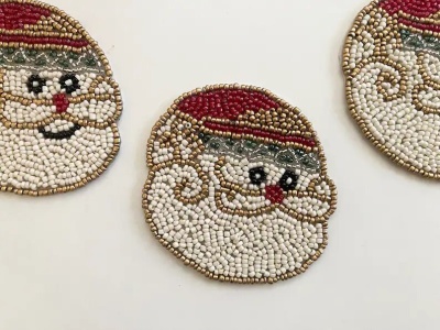 Set of 6 Christmas Santa coasters, drink beaded coasters, gift for her, housewarming gif | Save 33% - Rajasthan Living 14