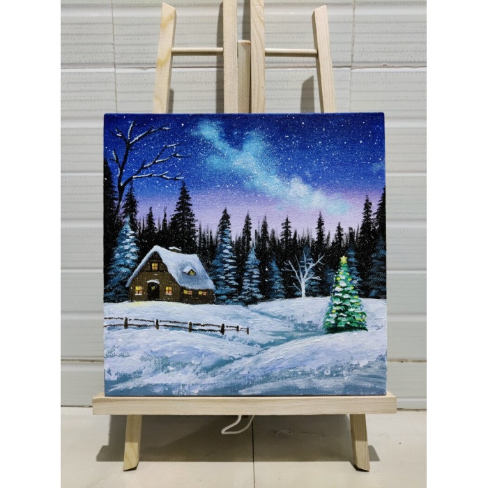 Christmas winter scene | Acrylic painting | Christmas art | winter art | wall art | Christmas gift | Original painting | Christmas decor | Save 33% - Rajasthan Living 9