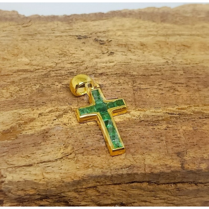 Cross 925 Sterling Silver Necklace, Gold Platted, Emerald Pendant Jesus Pendants, Christian Religious Jesus Crucifix Gift,Christmas Gift | Save 33% - Rajasthan Living 8