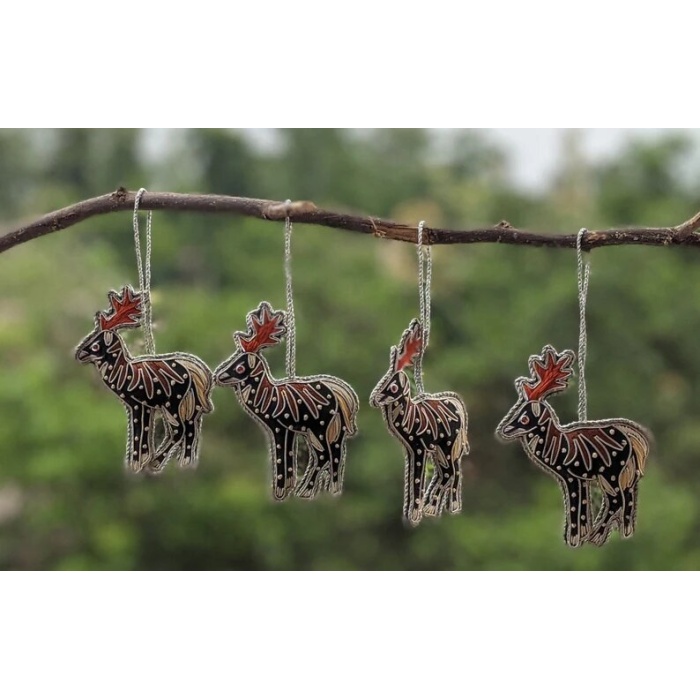 Set of 6 Reindeer Christmas Ornaments, Holiday Decor, Xmas Hanging,Jungle Safari, Animal for kids, Christmas Reindeer, Christmas Decorative | Save 33% - Rajasthan Living 10