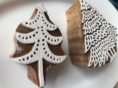 Set of 2. Christmas tree wood blocks/blocks for pottery/fabric paint/candle making/henna/soap making | Save 33% - Rajasthan Living 17