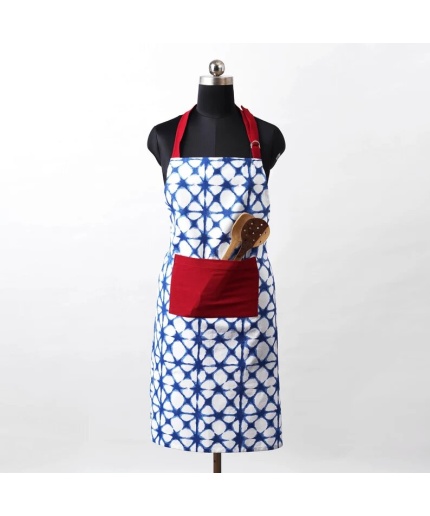 Christmas apron, blue tie dye print, kitchen accessory, size 27″X 35″ | Save 33% - Rajasthan Living