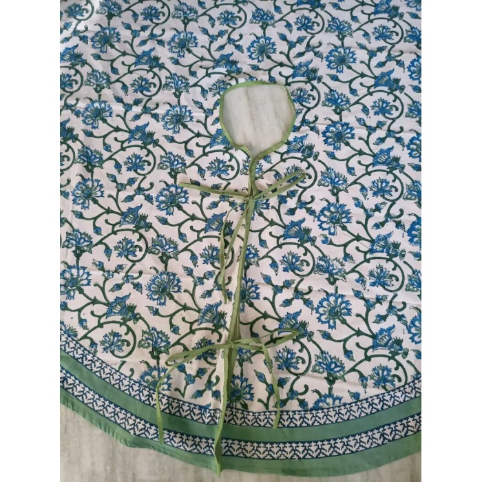 Christmas Tree Skirt 60″ Round Olive Green Flower Design Hand Block Printed Christmas Flower Merry Xmas Tree Pattern Skirts Handmade | Save 33% - Rajasthan Living 7