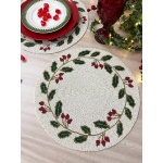Christmas Special beaded placemat, 14 inch, gifts, holly berry design | Save 33% - Rajasthan Living 14