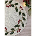 Christmas Special beaded placemat, 14 inch, gifts, holly berry design | Save 33% - Rajasthan Living 20