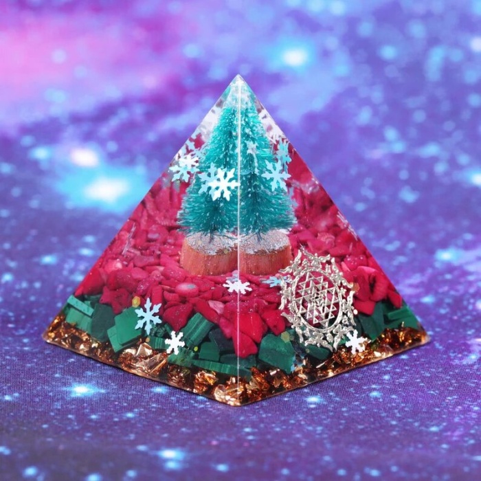 Orgonite Christmas Pyramid Orgone Crystal Malachite Pyramid Christmas Tree Cedar Holiday Resin Pyramid Reiki Chakra Energy Healing Xmas Tree | Save 33% - Rajasthan Living 6