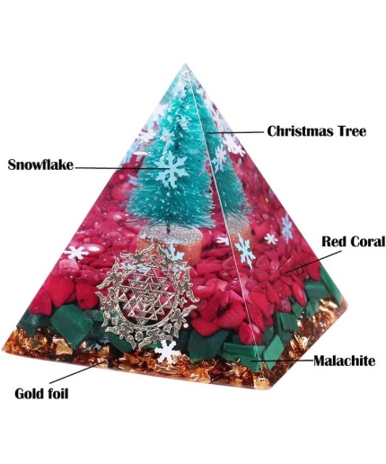 Orgonite Christmas Pyramid Orgone Crystal Malachite Pyramid Christmas Tree Cedar Holiday Resin Pyramid Reiki Chakra Energy Healing Xmas Tree | Save 33% - Rajasthan Living 3