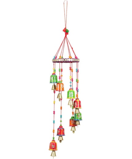 Wall decor hanging layer christmas hanging multi color bell decor wind chimes handmade new string handpainted | Save 33% - Rajasthan Living 3