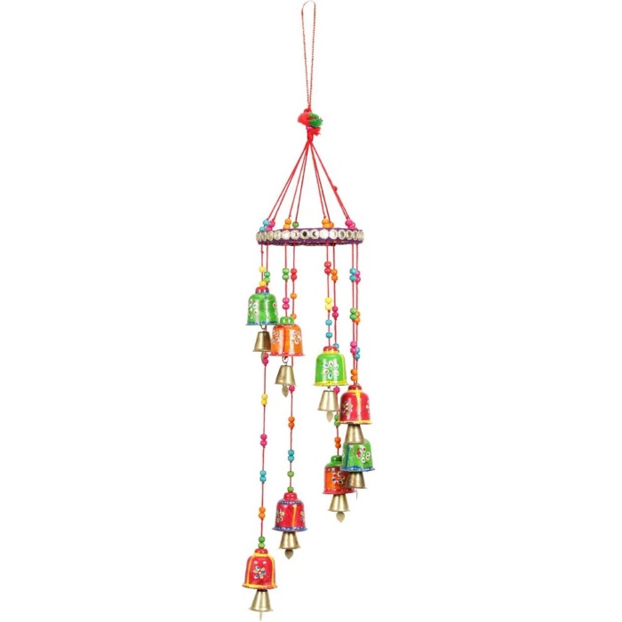 Wall decor hanging layer christmas hanging multi color bell decor wind chimes handmade new string handpainted | Save 33% - Rajasthan Living 6