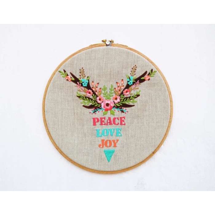 Christmas Embroidery Hoop, linen with multi colors, holiday gift, christmas words. | Save 33% - Rajasthan Living 5