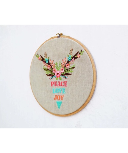 Christmas Embroidery Hoop, linen with multi colors, holiday gift, christmas words. | Save 33% - Rajasthan Living 3