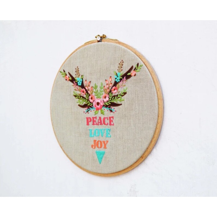 Christmas Embroidery Hoop, linen with multi colors, holiday gift, christmas words. | Save 33% - Rajasthan Living 6
