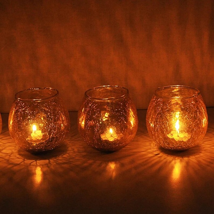 Glass Candle Holder, Tealight Holder, Home Decor Gift Xmas Decorative Tealight Holder Christmas New Year Lighting Table top Decor | Save 33% - Rajasthan Living 10