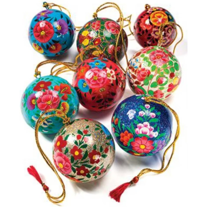 Hand painted Christmas baubles, Handmade Christmas decorations, Hand painted paper mache baubles, handmade christmas tree hanging ornaments | Save 33% - Rajasthan Living 5
