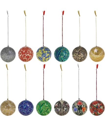 Hand painted Christmas baubles, Handmade Christmas decorations, Hand painted paper mache baubles, handmade christmas tree hanging ornaments | Save 33% - Rajasthan Living 3