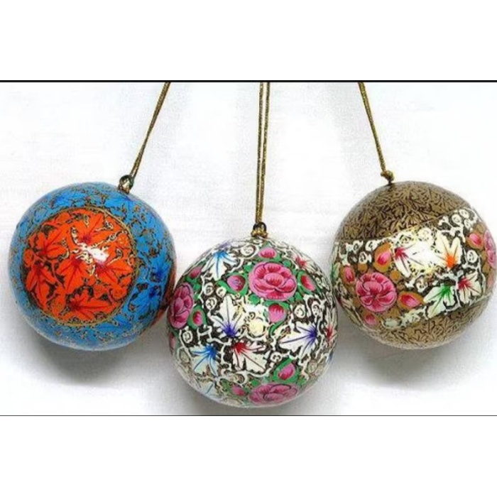 Hand painted Christmas baubles, Handmade Christmas decorations, Hand painted paper mache baubles, handmade christmas tree hanging ornaments | Save 33% - Rajasthan Living 7