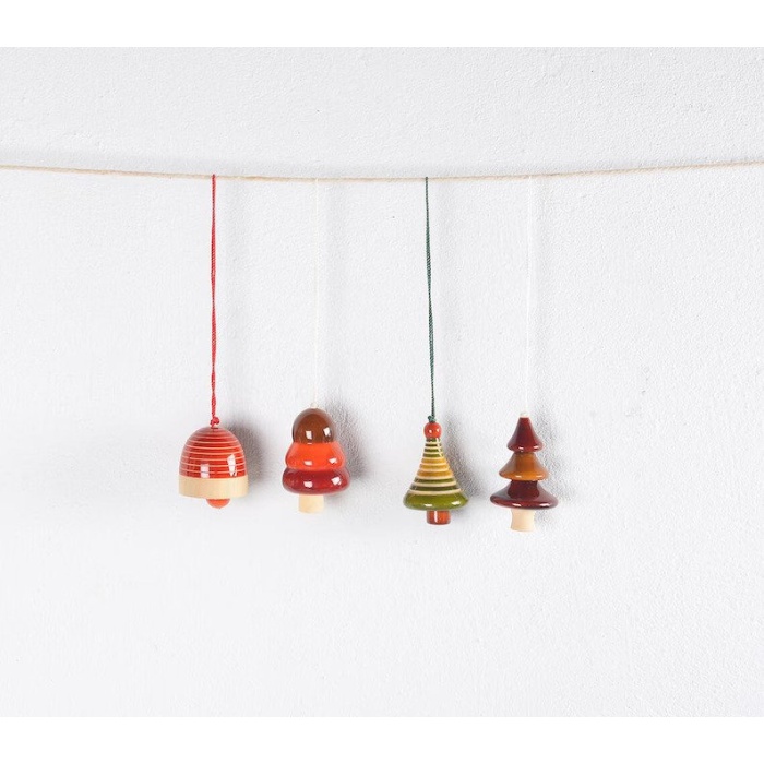 Cute Retro Handmade Turned Hale Wood Christmas Tree Decorations (Set of 4). | Save 33% - Rajasthan Living 5