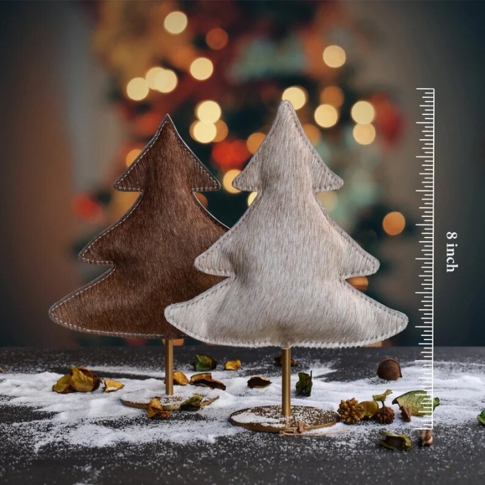 Holiday Handmade leather Christmas Trees | Christmas Ornament Table decoration | Xmas Gift | Farmhouse Christmas Decor | Save 33% - Rajasthan Living 7