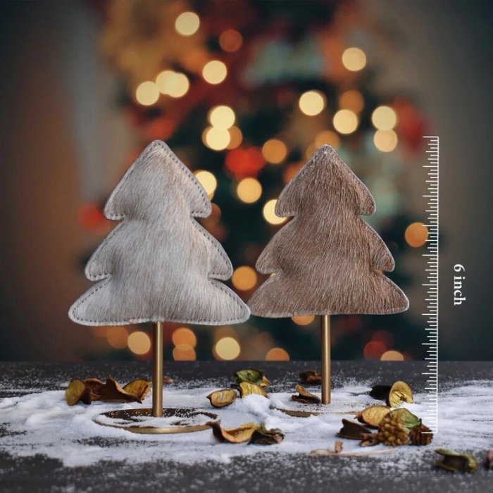 Holiday Handmade leather Christmas Trees | Christmas Ornament Table decoration | Xmas Gift | Farmhouse Christmas Decor | Save 33% - Rajasthan Living 9