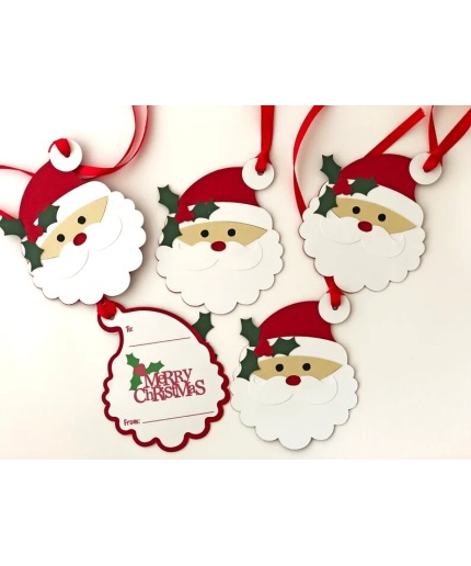 Santa Christmas Gift Tags, Personalized Holiday Gift Tags, Christmas Gifts,Christmas Wrapping,Christmas Gift Wrap – Set of 5 | Save 33% - Rajasthan Living