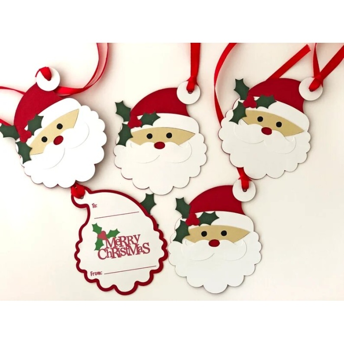 Santa Christmas Gift Tags, Personalized Holiday Gift Tags, Christmas Gifts,Christmas Wrapping,Christmas Gift Wrap – Set of 5 | Save 33% - Rajasthan Living 5