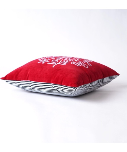 Red Christmas pillow cover in embroidered velvet | Save 33% - Rajasthan Living 3