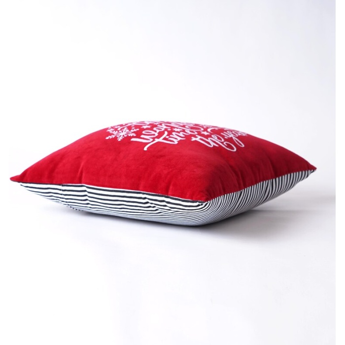 Red Christmas pillow cover in embroidered velvet | Save 33% - Rajasthan Living 6