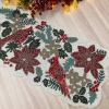 Christmas handmade table runner, red and green flower with parrot beaded table runner, Poinsettia runner, 13x36inch | Save 33% - Rajasthan Living 14