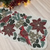 Christmas handmade table runner, red and green flower with parrot beaded table runner, Poinsettia runner, 13x36inch | Save 33% - Rajasthan Living 15
