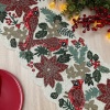 Christmas handmade table runner, red and green flower with parrot beaded table runner, Poinsettia runner, 13x36inch | Save 33% - Rajasthan Living 16