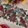 Christmas handmade table runner, red and green flower with parrot beaded table runner, Poinsettia runner, 13x36inch | Save 33% - Rajasthan Living 19