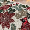 Christmas handmade table runner, red and green flower with parrot beaded table runner, Poinsettia runner, 13x36inch | Save 33% - Rajasthan Living 21