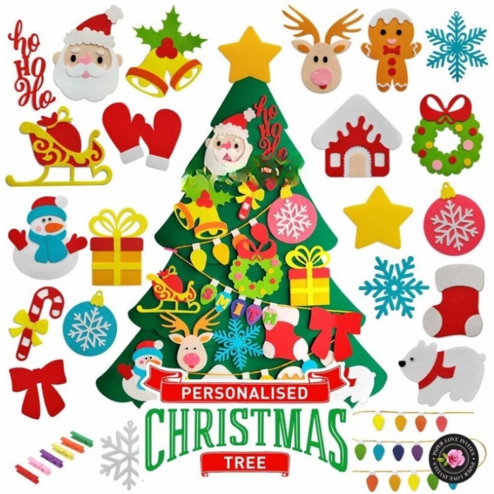 Personalized Felt Christmas Tree, Felt Ornaments, Christmas Ornaments, Kids Christmas Tree, Christmas Activity, Christmas Decor, Felt Decor | Save 33% - Rajasthan Living 5