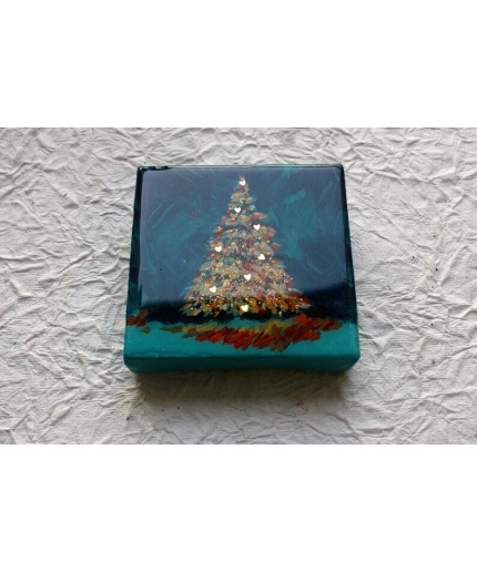 Original resin painting Christmas Tree Acrylic Painting Tree On Canvas Gift ideas Home Decor Mini Painting 4″ x 4″ by Anusha Durgadas | Save 33% - Rajasthan Living