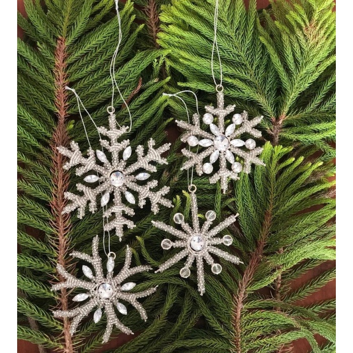 Silver Christmas Snowflake Hanging, Set of 4, Christmas Decorative, Xmas Hanging, Tree Ornaments, Window Decor, Winter Outdoor Decorations | Save 33% - Rajasthan Living 5