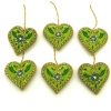 Green Christmas Ornaments, Holiday Decor, Xmas Hanging, Handmade Christmas Hanging, Set of 6 Christmas Green Heart Ornaments Gift Set | Save 33% - Rajasthan Living 15