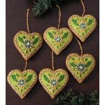 Green Christmas Ornaments, Holiday Decor, Xmas Hanging, Handmade Christmas Hanging, Set of 6 Christmas Green Heart Ornaments Gift Set | Save 33% - Rajasthan Living 18