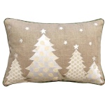 Christmas linen pillow cover, christmas trees, Indian brocade applique, embroidered pillow size 14″X 21″ | Save 33% - Rajasthan Living 10