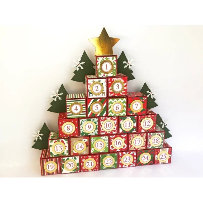 Christmas Advent Calendar, Countdown Calendar, Christmas Decorations, Xmas Tree Reusable, Fill Your Own Advent Calendar Bags, Favor Boxes | Save 33% - Rajasthan Living 5