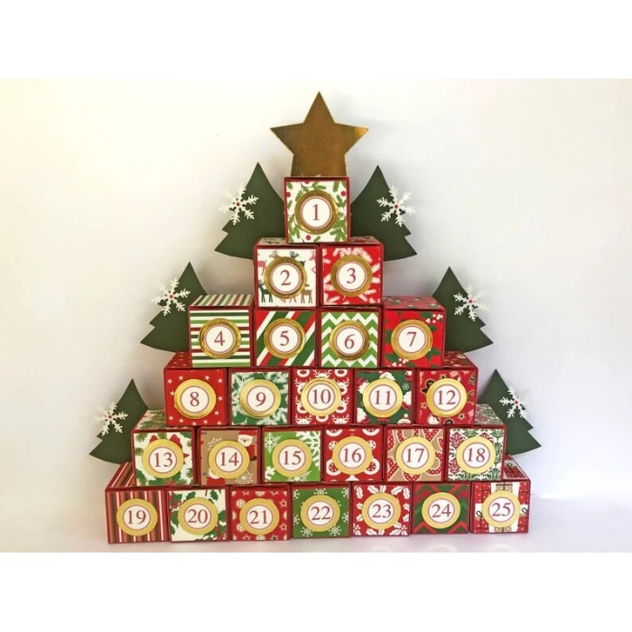 Christmas Advent Calendar, Countdown Calendar, Christmas Decorations, Xmas Tree Reusable, Fill Your Own Advent Calendar Bags, Favor Boxes | Save 33% - Rajasthan Living 6