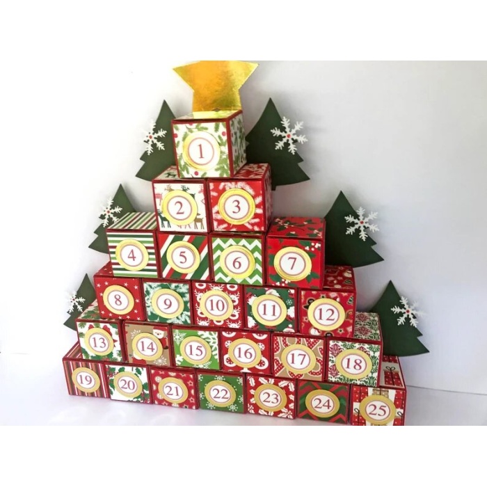 Christmas Advent Calendar, Countdown Calendar, Christmas Decorations, Xmas Tree Reusable, Fill Your Own Advent Calendar Bags, Favor Boxes | Save 33% - Rajasthan Living 13