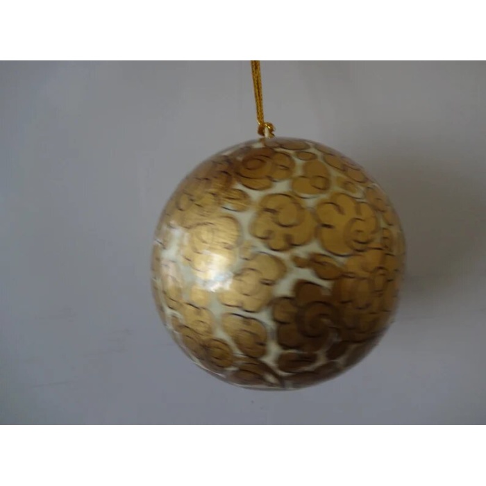 Golden colour set of 6 christmas baubles handpainted | Save 33% - Rajasthan Living 6