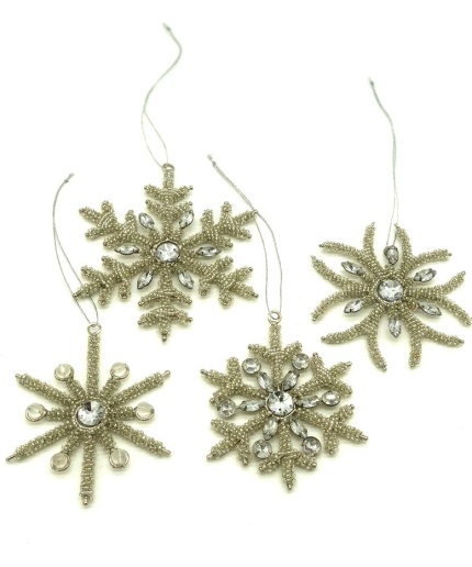 Silver Christmas Snowflake Hanging, Set of 4, Christmas Decorative, Xmas Hanging, Tree Ornaments, Window Decor, Winter Outdoor Decorations | Save 33% - Rajasthan Living 3