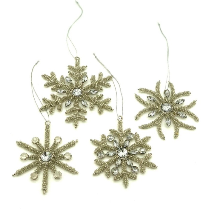 Silver Christmas Snowflake Hanging, Set of 4, Christmas Decorative, Xmas Hanging, Tree Ornaments, Window Decor, Winter Outdoor Decorations | Save 33% - Rajasthan Living 6