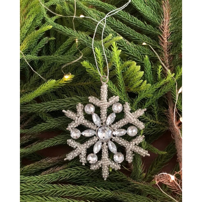Silver Christmas Snowflake Hanging, Set of 4, Christmas Decorative, Xmas Hanging, Tree Ornaments, Window Decor, Winter Outdoor Decorations | Save 33% - Rajasthan Living 8