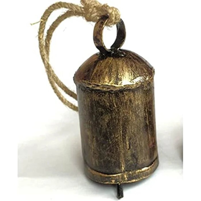 Tin Cow Bells Christmas Festive Décor Bells (Set of 5) Home décor Vintage Rustic Brass Cylinder Shape (11CM) | Save 33% - Rajasthan Living 7